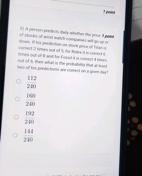 Solved 3) A person predicts daily whether the price of .